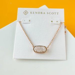 Elisa Rose Gold Iridescent Drusy Pendant Necklace by Kendra Scott